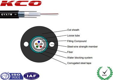 GYXTW Fiber Optic Cable Single Mode Optical Fiber Cable / Steel Tape Cover