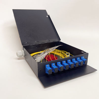 8 Cores SC UPC Indoor Wall Mount Fiber Optic Terminal Box Steel Tape Optical Fiber Distribution Box