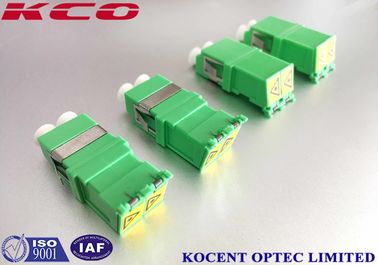 Low Insertion Loss Fiber Optic Adapter Green LC/APC Shutter Cap Duplex Coupler