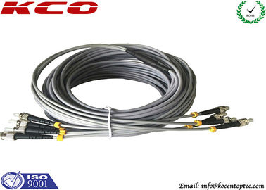 4 Cores Multi Fiber Armored Fiber Optic Patch Cord ST to ST Rodent Resistant