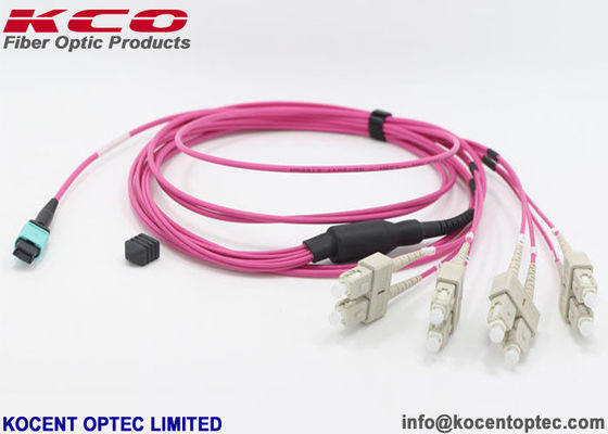 16 Core MPO Patch Cable Low Insertion Loss 0.35dB LSZH Jacket MPO Patch Cord for Data Center
