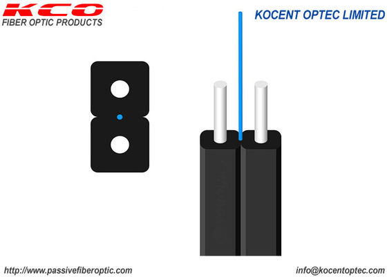 Cable de fribra óptica interior del descenso del negro FTTH de G657A 1core 2wire LSZH